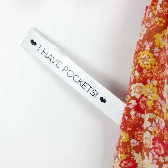 Free People Show Me Love Romper Orange Floral Puff Sleeve Smocked Womens Size S - Picture 13 of 14